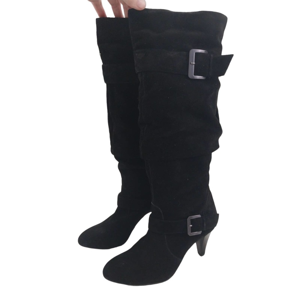 GIANI BINI! RICH BLACK SUEDE LEATHER SCRUNCHY  BOOTS! SZ 7M